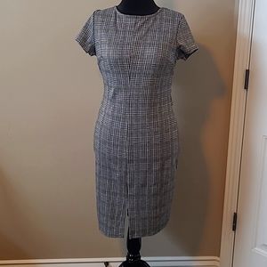 Black/white checkered mid length dress, large